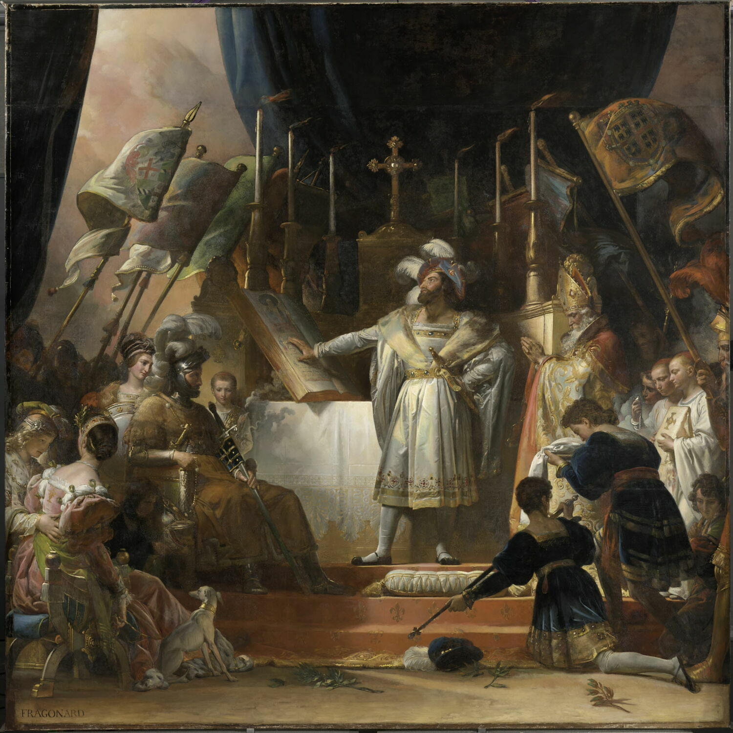 Plafond : François Ier prêtant le serment des chevaliers, Fragonard, Alexandre-Évariste, 1e quart du XIXe siècle (1800 - 1825)