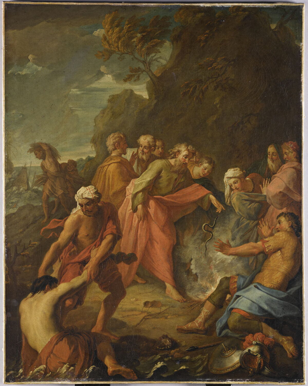 Saint Paul à Malte rejette dans le feu une vipère, Verdot, Claude, 1e quart du XVIIIe siècle (vers 1720)