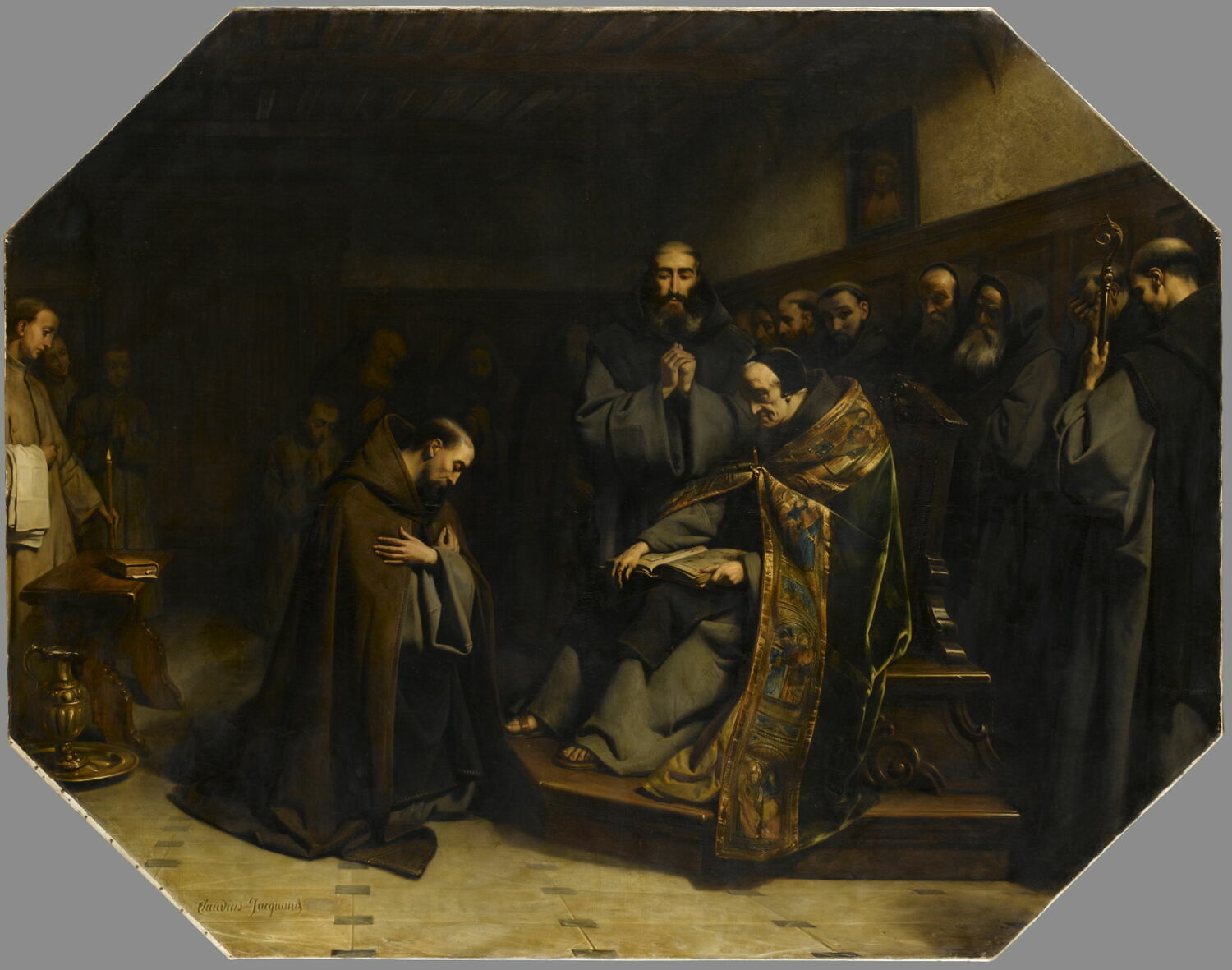 L'amende honorable dans un couvent des frères chevaliers, ermites de Saint-Maurice., Jacquand, Claudius, XIXe siècle (1800 - 1900)