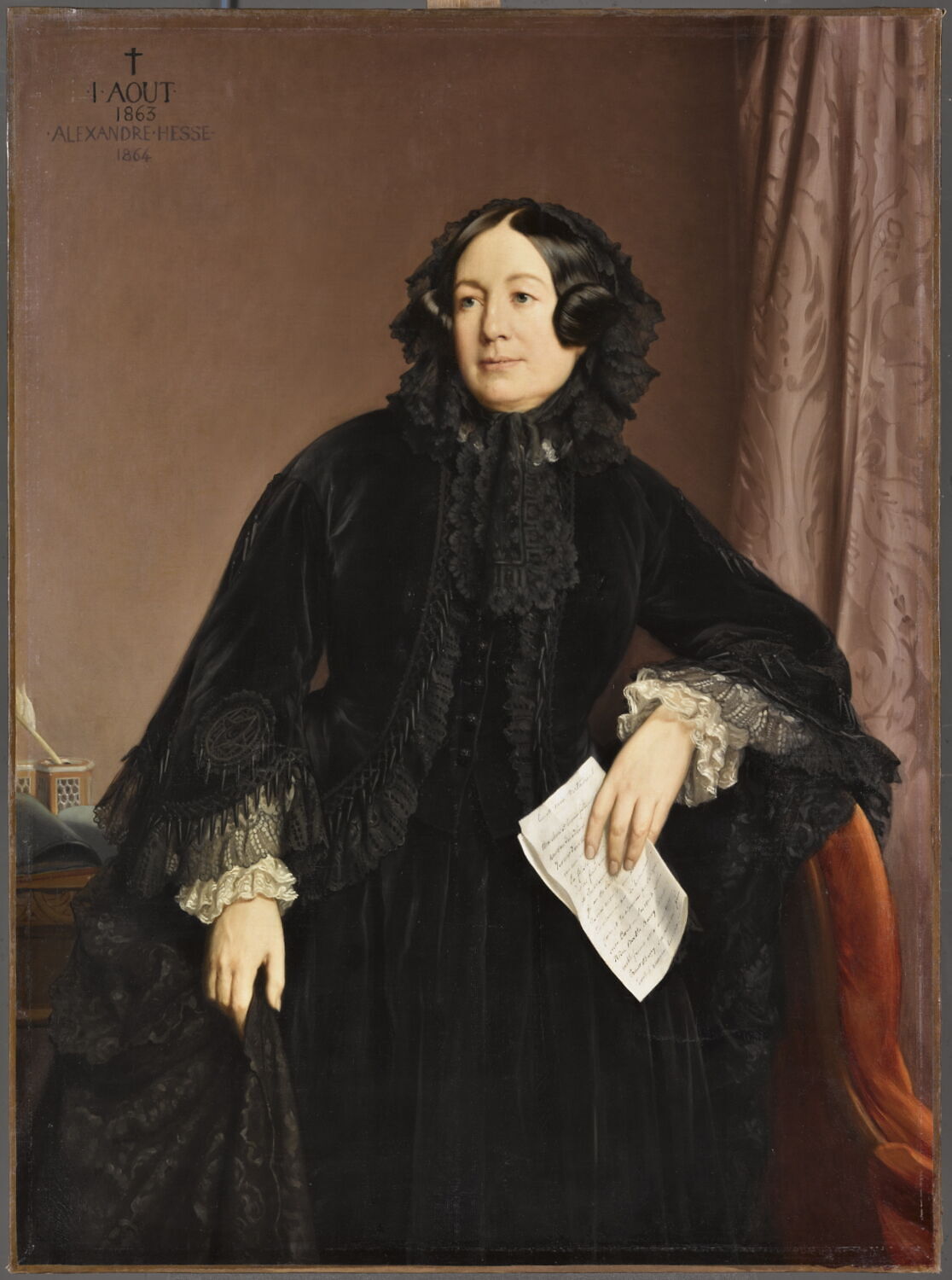 Madame de Longchamp, née Barry (morte en 1863), tenant son testament, Hesse, Alexandre, XIXe siècle (1800 - 1900)
