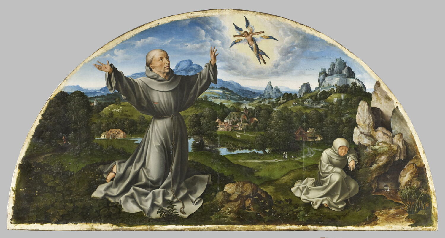 Retable de la Déploration Christ : La Stigmatisation de saint François d'Assise., Cleve, Joos van, 1e quart du XVIe siècle (1520 - 1525)
