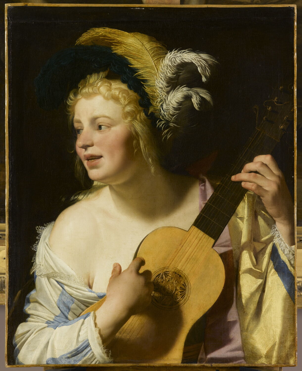 Femme jouant de la guitare, Honthorst, Gerrit van, XVIIe siècle (1600 - 1700)