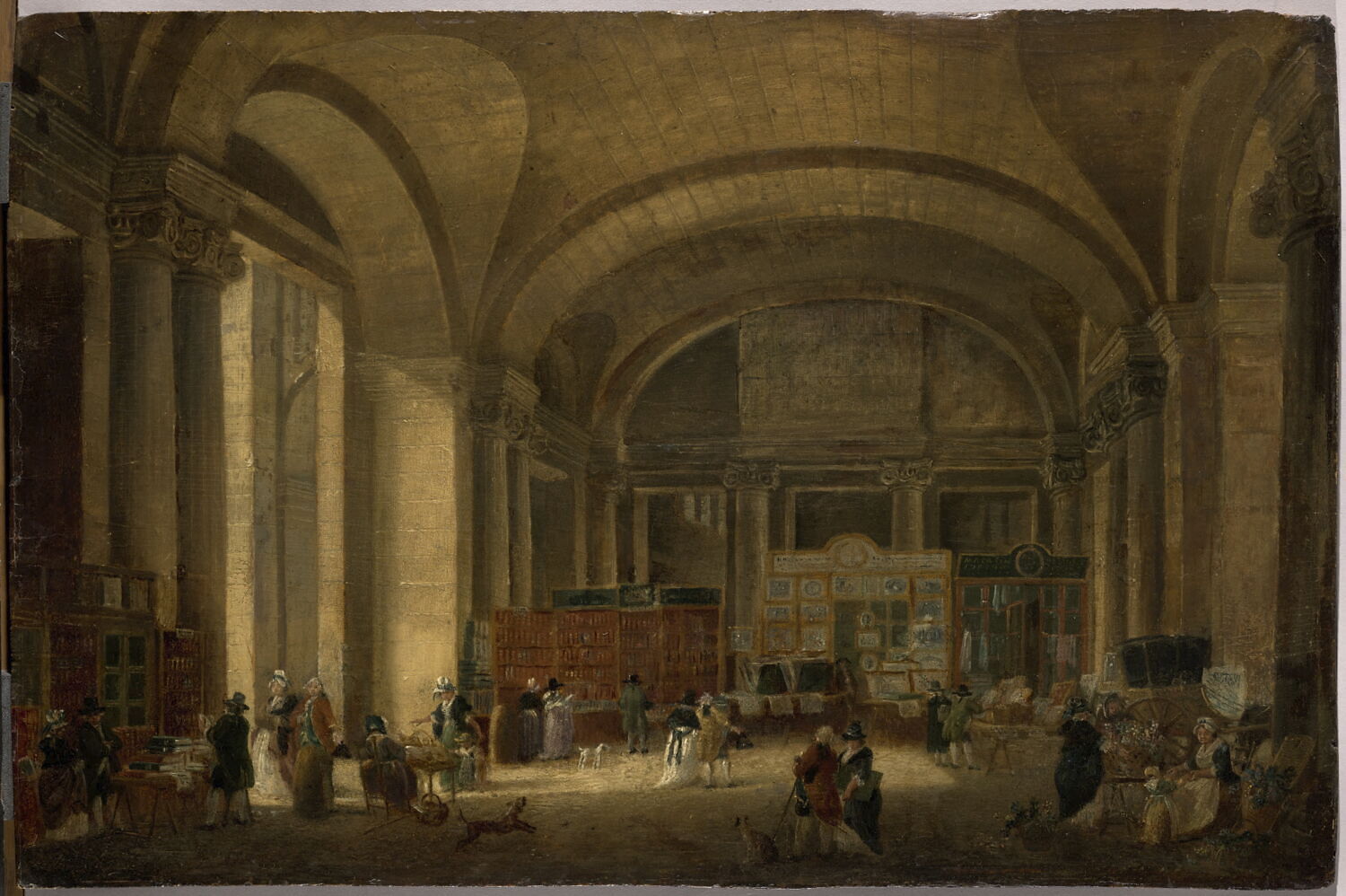 Les marchands d'estampes sous le guichet de la colonnade, Demachy, Pierre-Antoine, XVIIIe siècle (1700 - 1800)