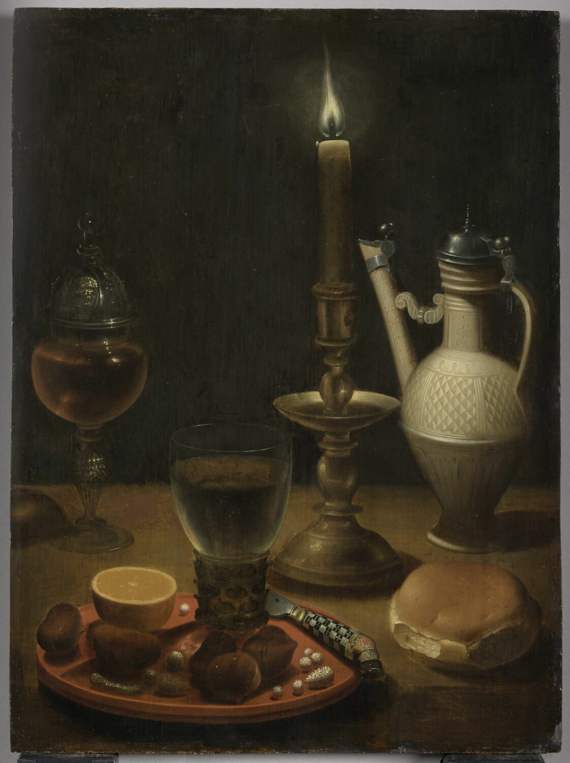 Nature morte à la chandelle avec apprêts d'une collation, Wedig, Gottfried von, 1e moitié du XVIIe siècle (1630 - 1640)