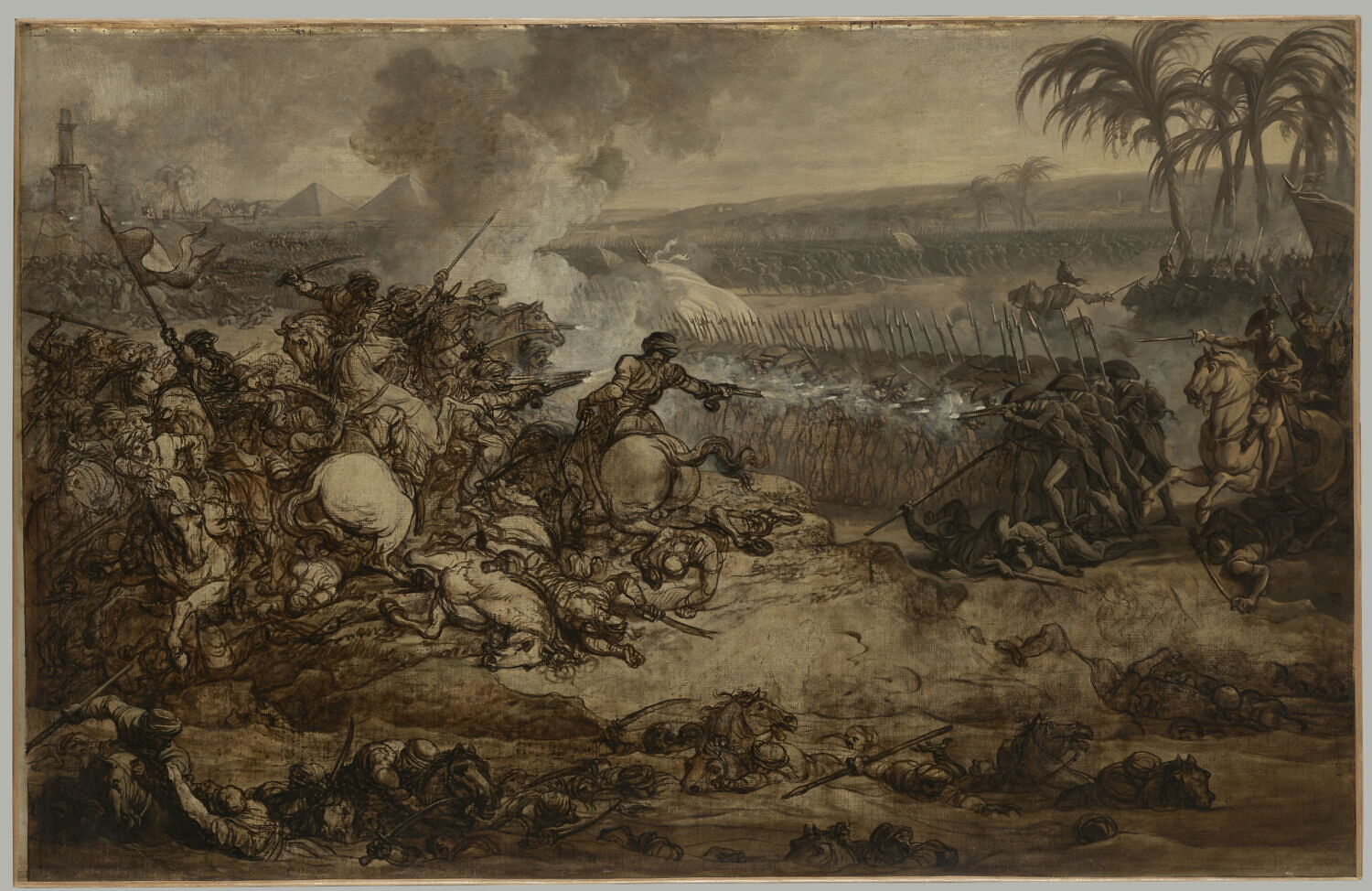 La Bataille des Pyramides (21 juillet 1798). Esquisse, Vincent, François-André, Fin du XVIIIe siècle - début du XIXè siècle (vers 1801)
