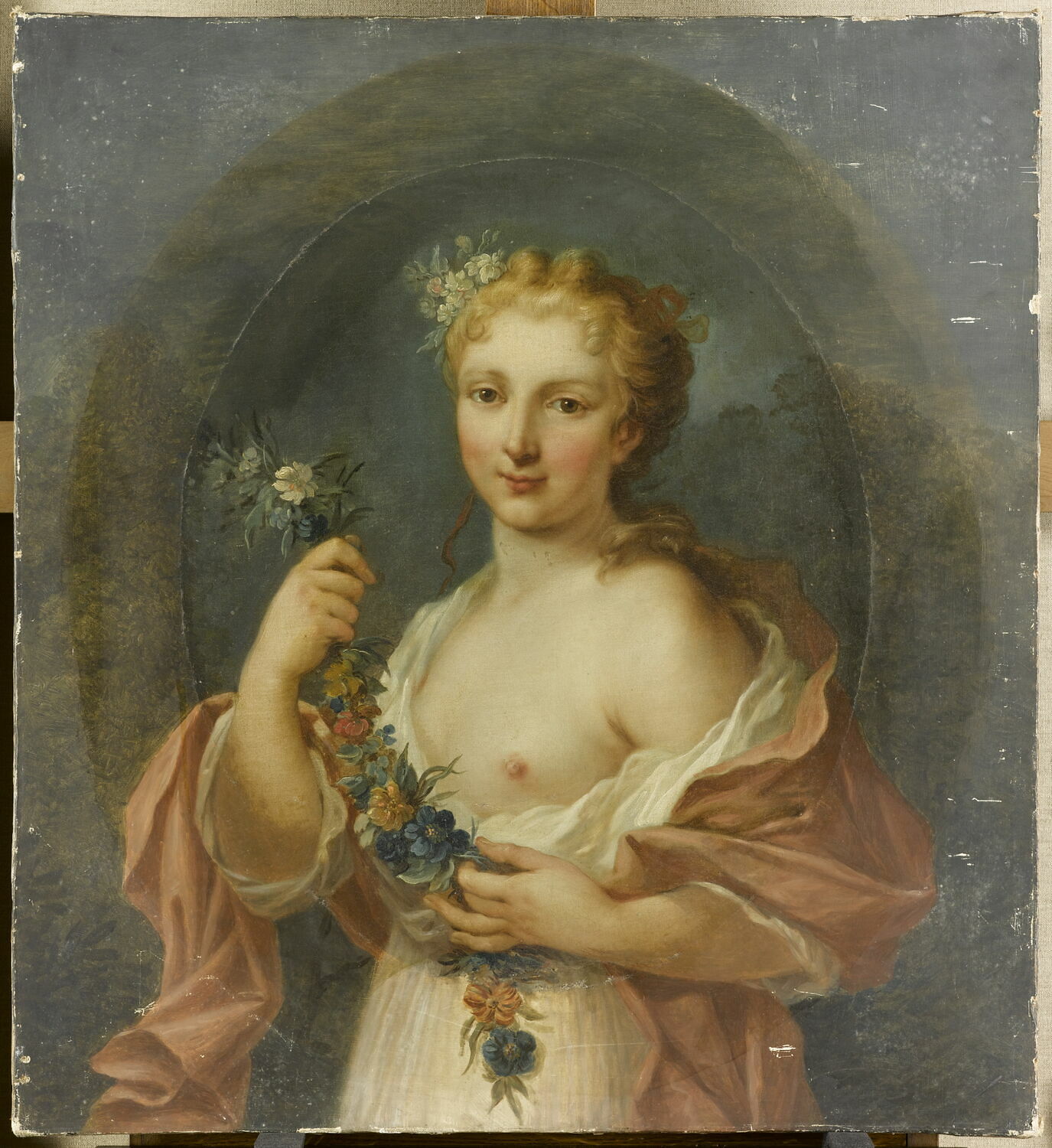 Jeune fille tenant des fleurs, dit aussi Flore, Natoire, Charles-Joseph, 2e tiers du XVIIIe siècle (1747)