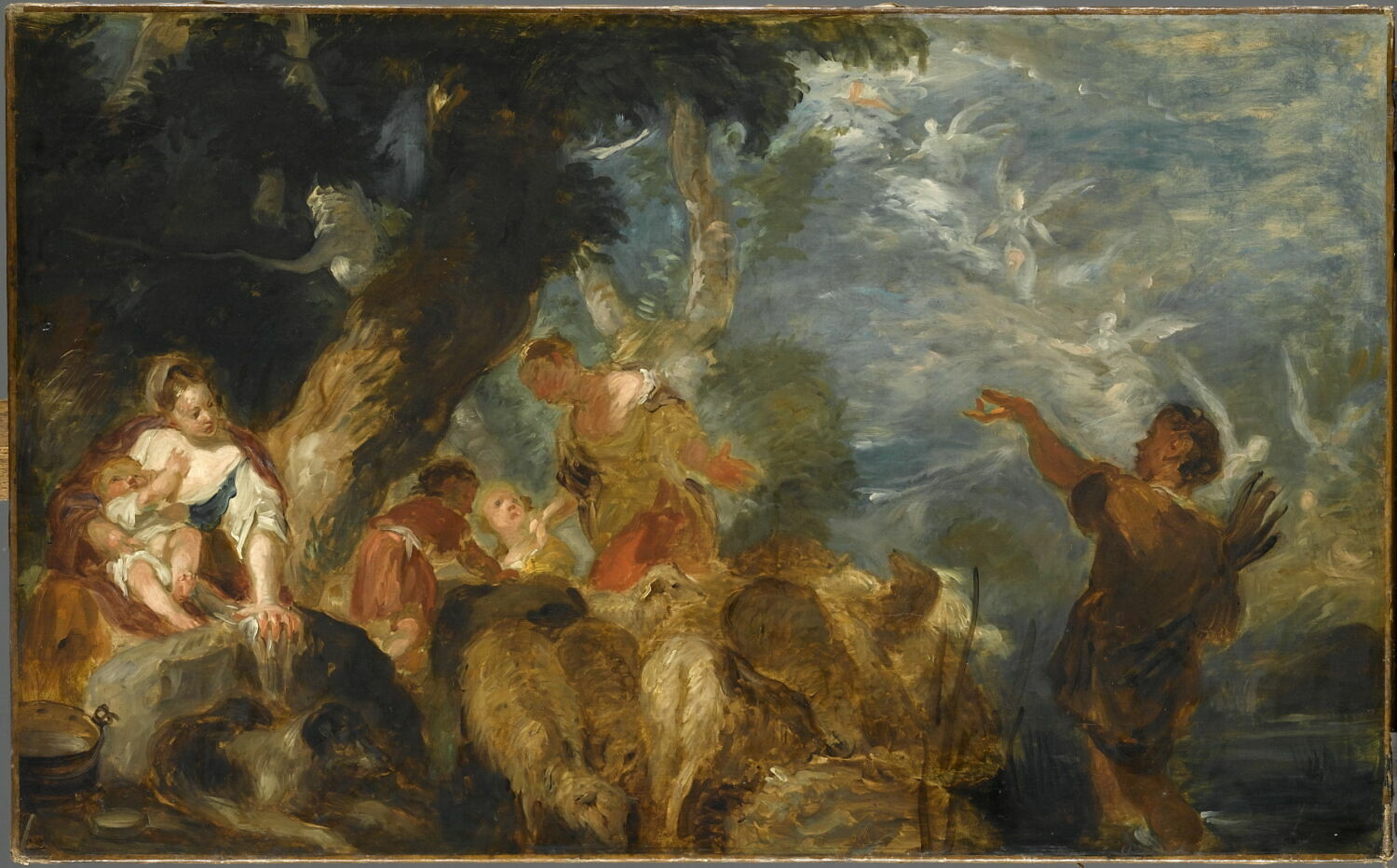 Scène biblique (Jacob menant ses brebis à l'abreuvoir ?), Delacroix, Eugène, XIXe siècle (1800 - 1900)