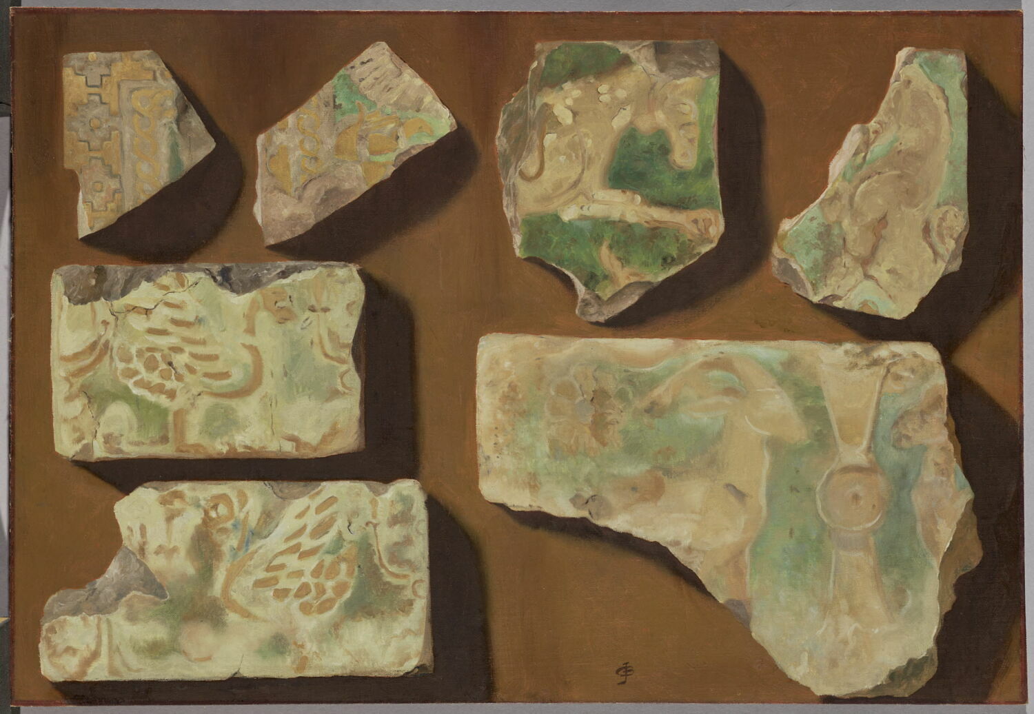 Relevé de sept fragments de céramique, Bondoux, Jules-Georges, Début du XXe siècle (1902 - 1903)