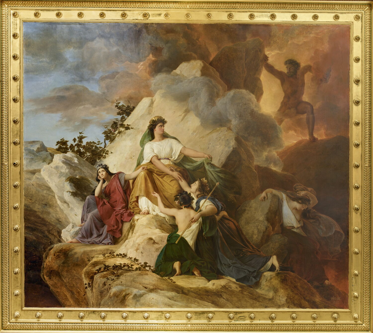 Cybèle protège contre le Vésuve les villes de Stabiae, Herculanum, Pompéi et Résina, Picot, François Édouard, 2e quart du XIXe siècle (1832)