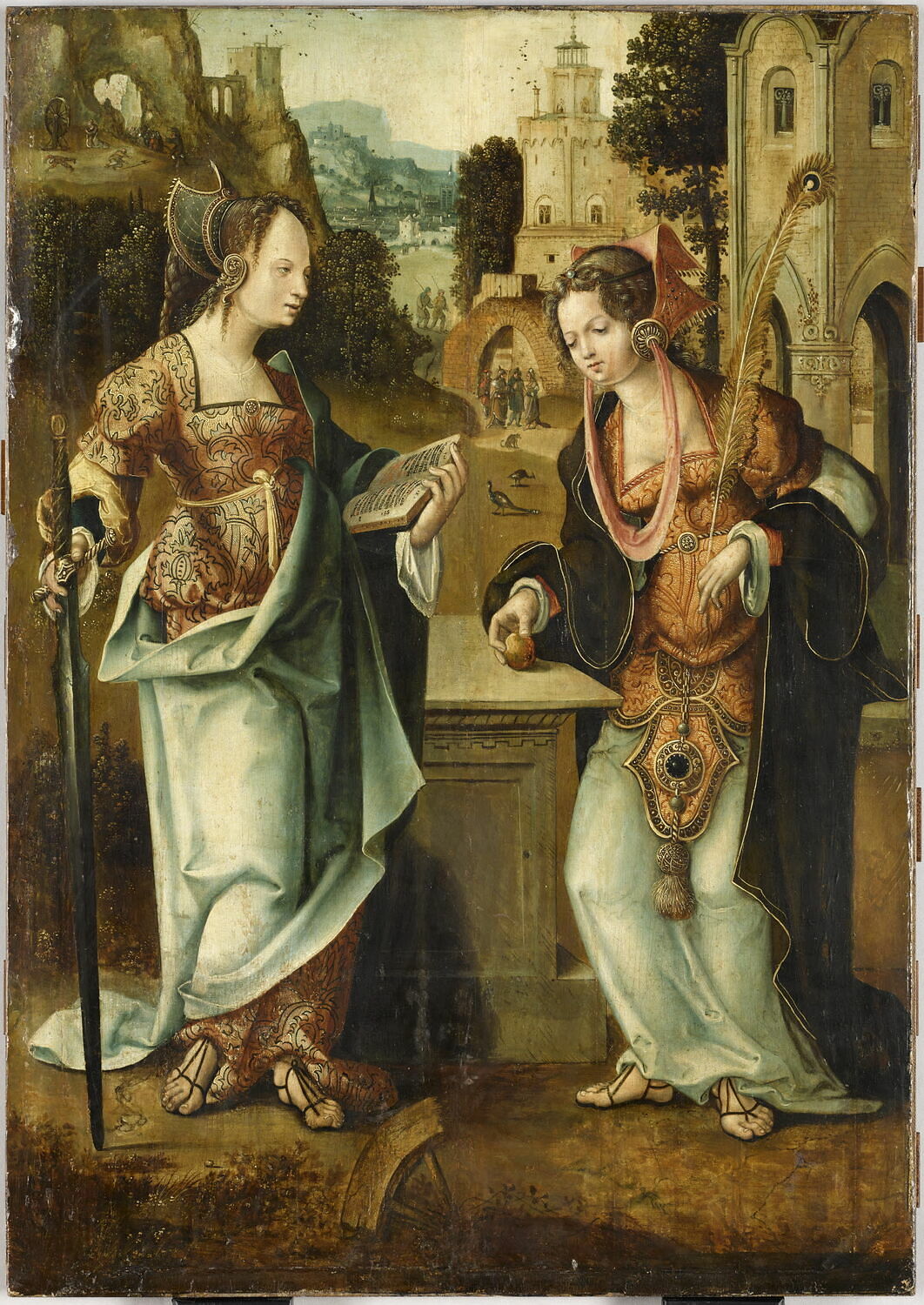 Sainte Catherine et sainte Barbe, Anonyme, XVIe siècle (1500 - 1600)