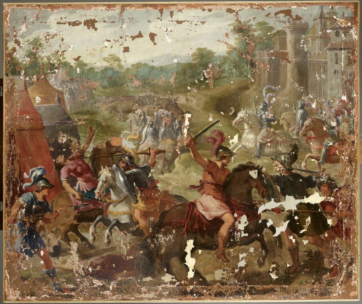 Combat devant les murailles, Anonyme, XVIIe siècle (vers 1610 - 1630)