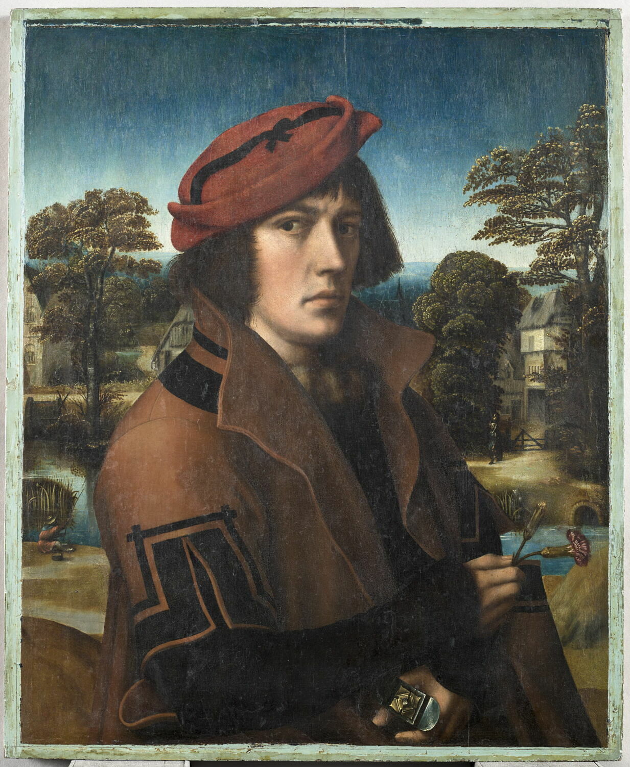 Portrait d'un homme tenant deux oeillets, Anonyme, Début du XVIe siècle (1500 - 1540)
