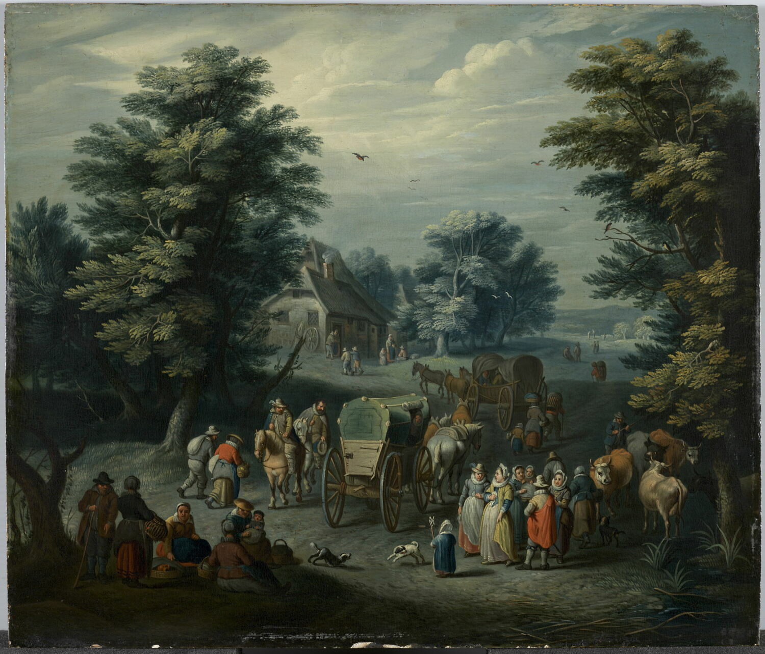 Carrioles sur une route, Michau, Theobald, XVIIIe siècle (1700 - 1800)