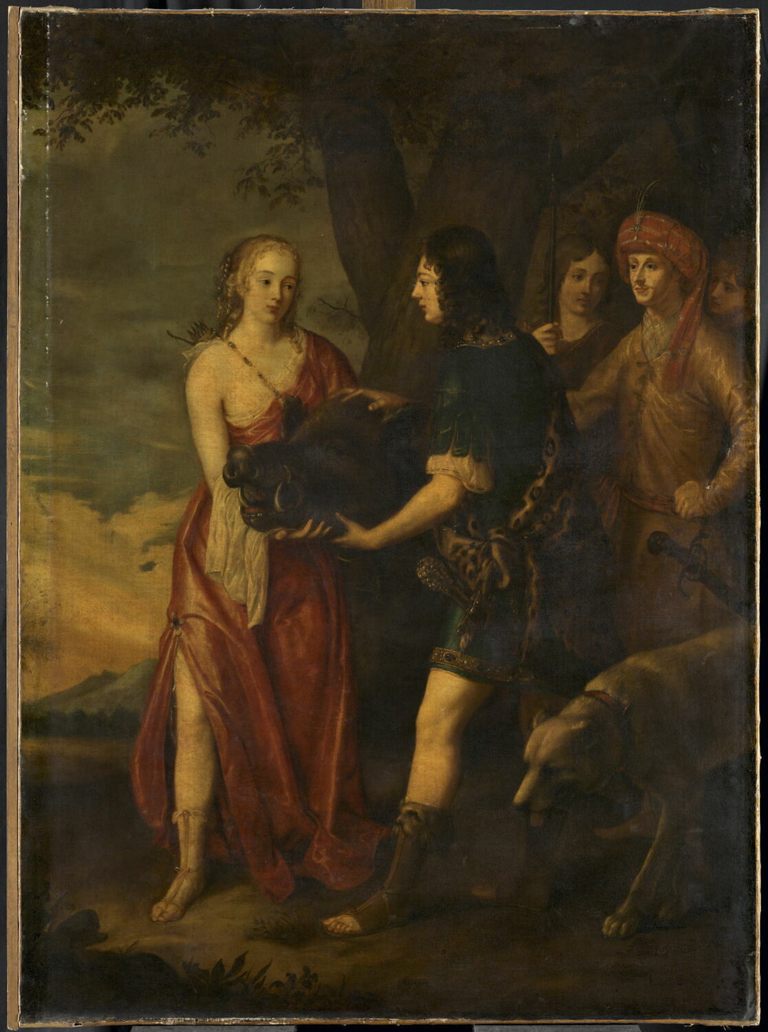 Méléagre offrant à Atalante la hure du sanglier destructeur du pays de Calydon, Netscher, Caspar, XVIIe siècle (1600 - 1700)