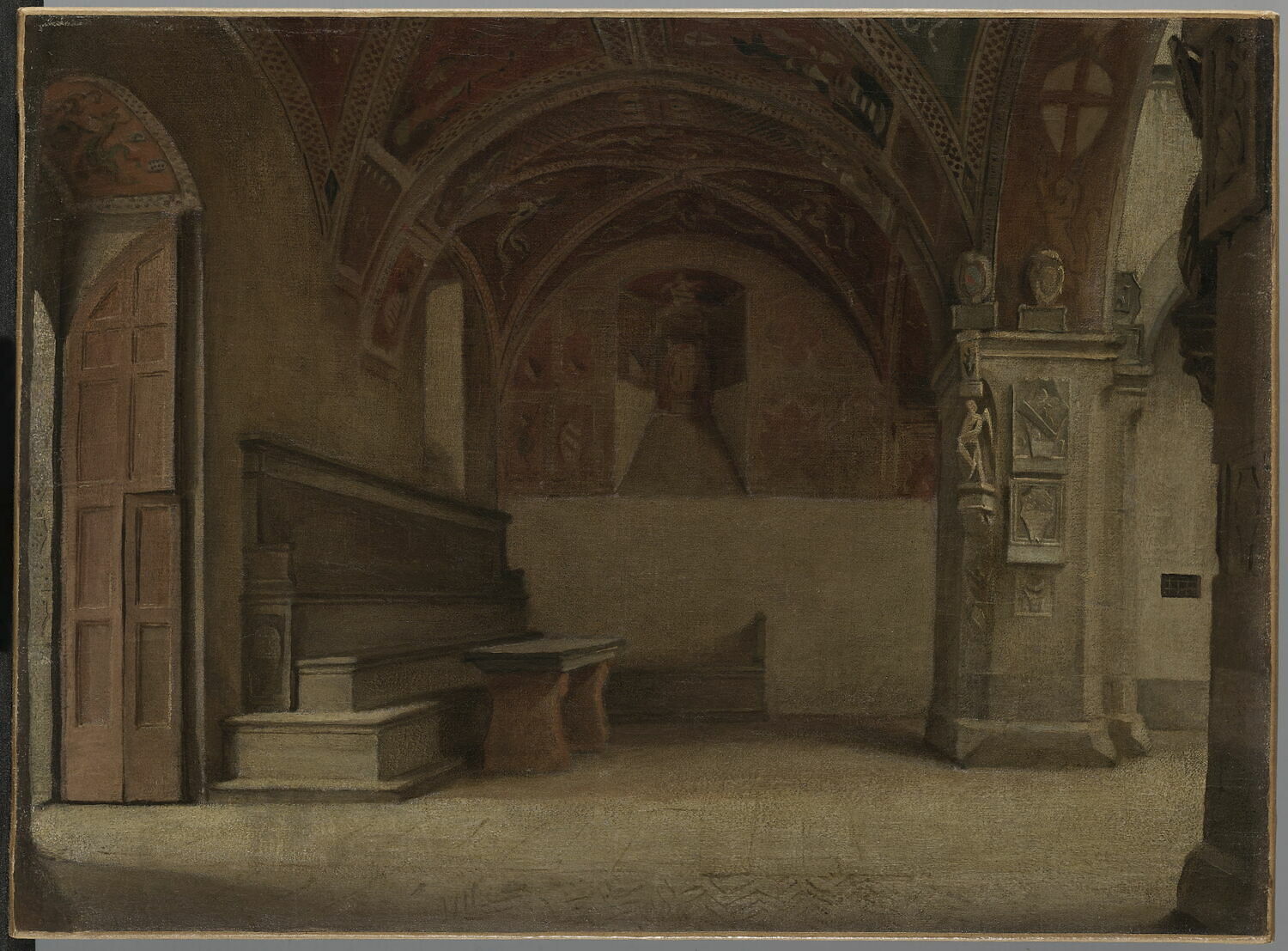 Un tribunal civil italien au quinzième siècle dans le palais des podestats à Pistoia, Harlé, Auguste, 2e quart du XIXe siècle (1825 - 1850)