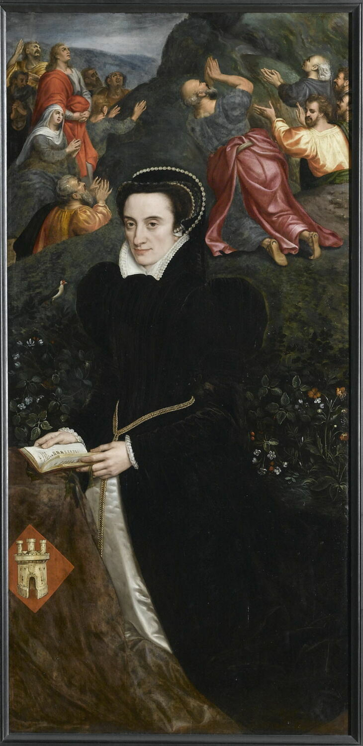 Portrait de Leonor Lopez de Villanova, femme d'Antonio Del Rio, avec l'Ascension du Christ à l'arrière-plan, Key, Adriaen Thomasz., 2e tiers du XVIe siècle (1535 - 1590)