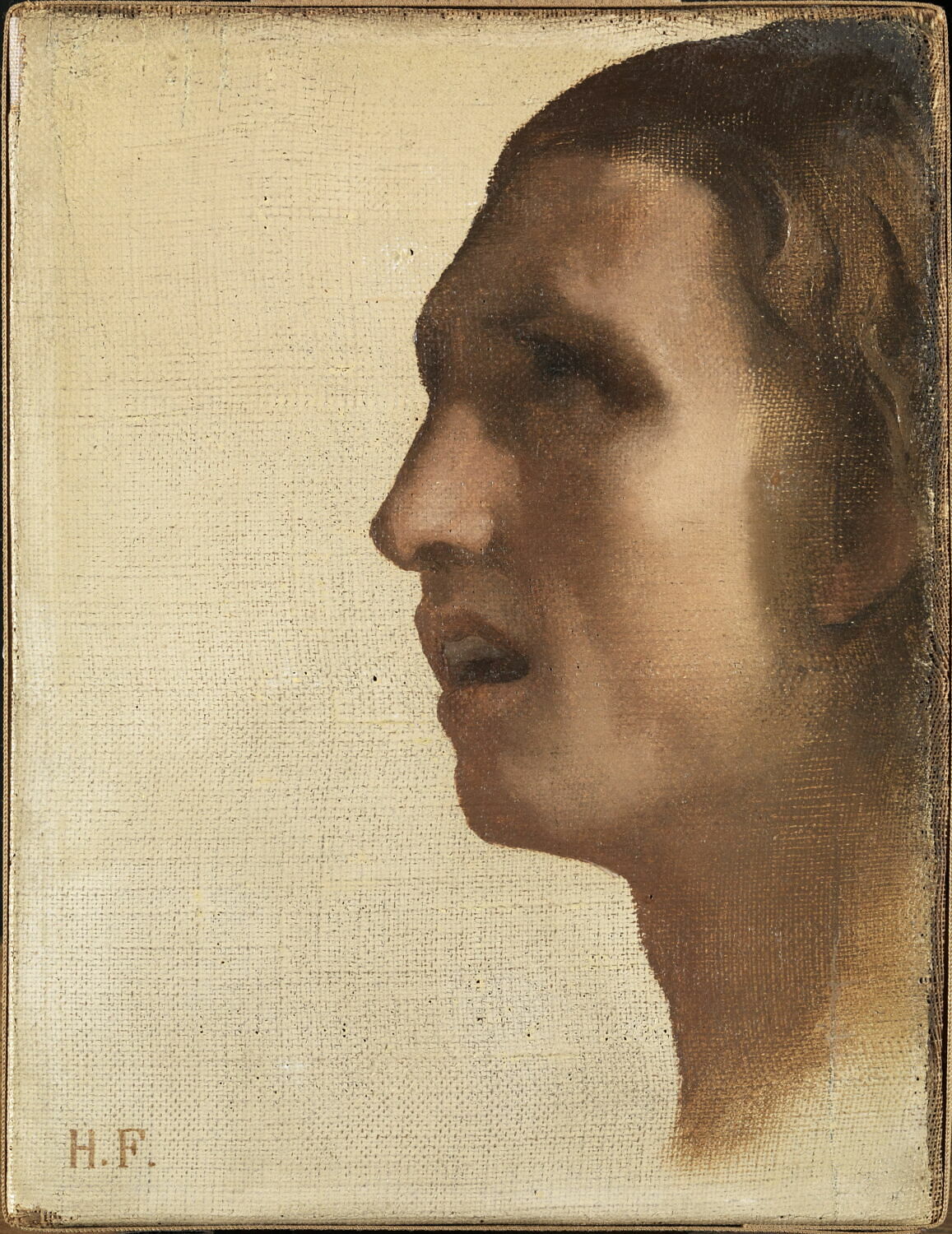 Tête d'homme de profil. Etude pour l'Entrée du Christ à Jérusalem, à St Germain des Prés., Flandrin, Hippolyte, 2e quart du XIXe siècle (vers 1842)