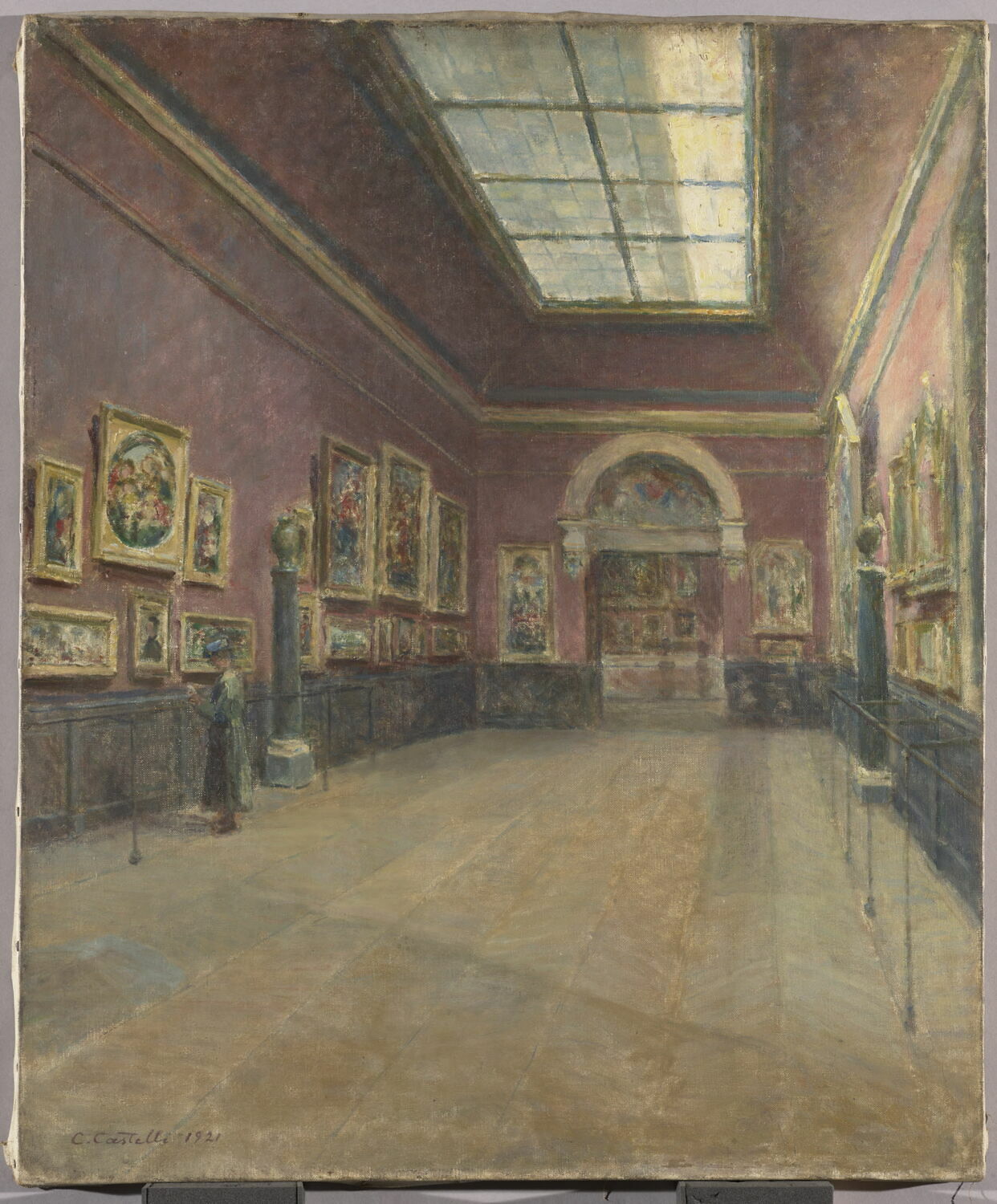 Vue de la salle des Sept Mètres au musée du Louvre, Castelli, Clemente, 1e quart du XXe siècle (1921)