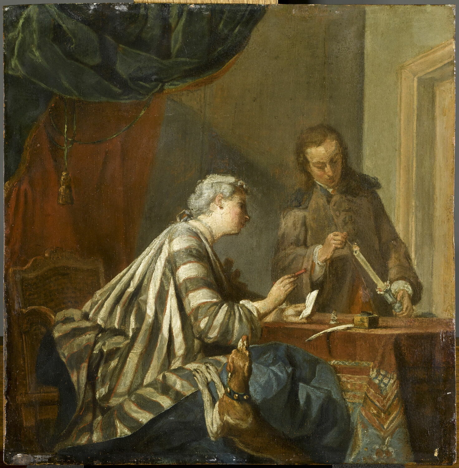 Une femme occupée à cacheter une lettre, Chardin, Jean Baptiste Siméon, 2e tiers du XVIIIe siècle (après 1733)