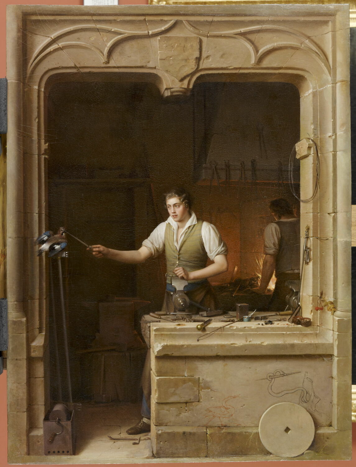 Un Serrurier cherche à faire mordre sa lime à un geai, Laurent, Jean-Antoine, 2e quart du XIXe siècle (1829)