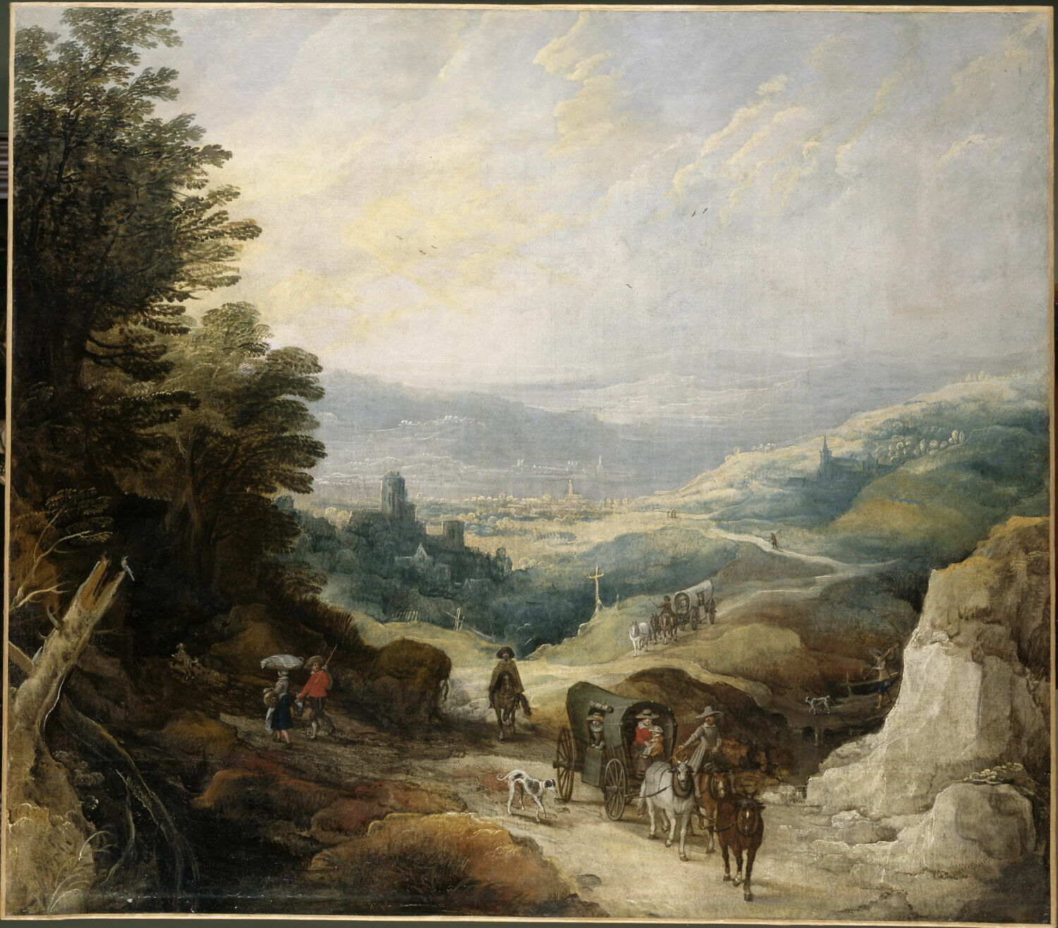Paysage montagneux avec deux coches et un cavalier, Momper, Joos de, Fin du XVIe siècle - début du XVIIè siècle (vers 1620)