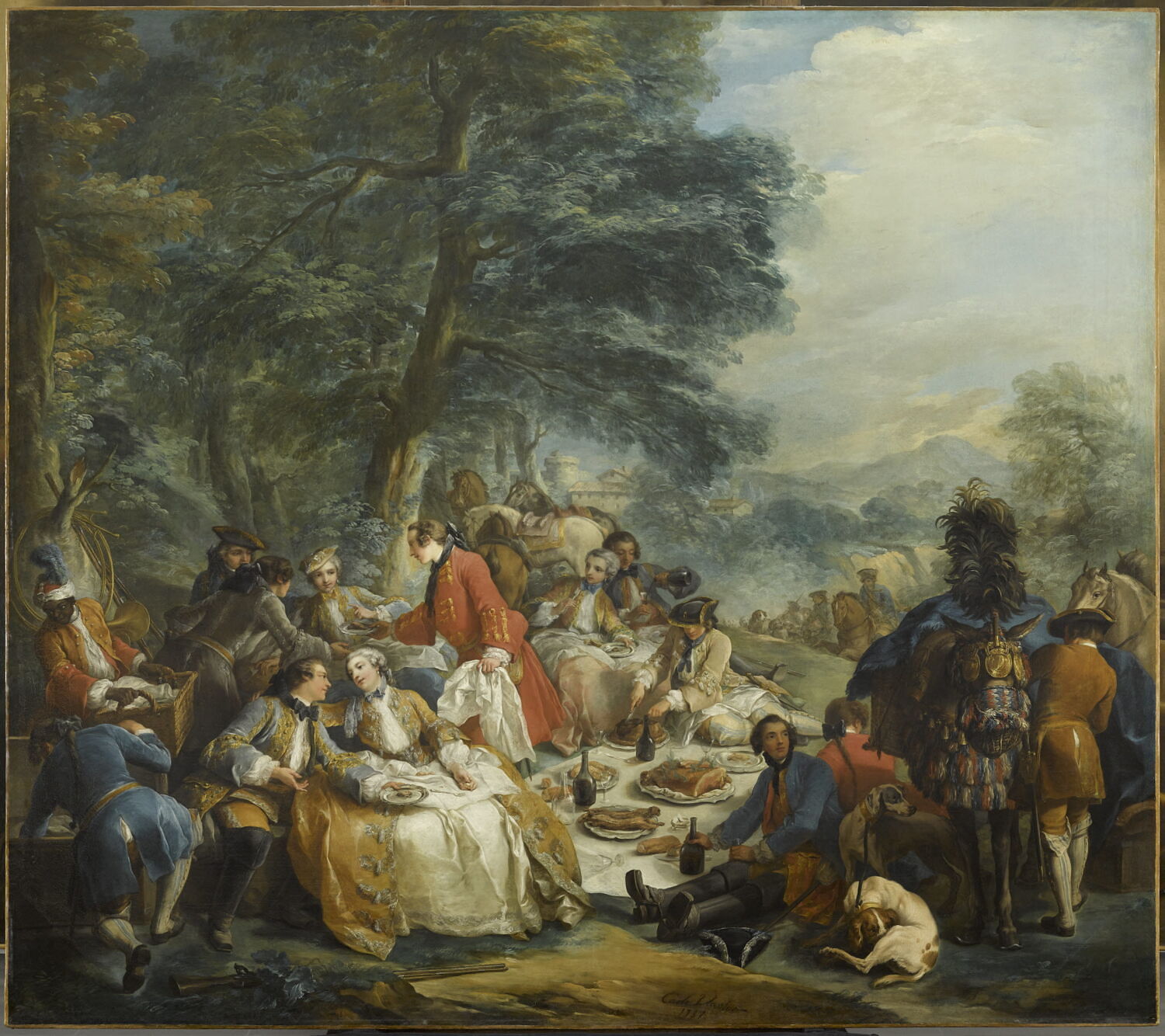 Halte de chasse, Van Loo, Charles-André, 2e quart du XVIIIe siècle (1737)