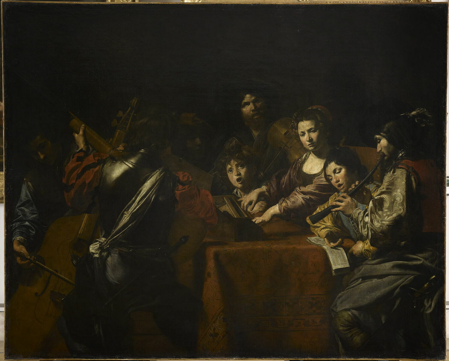 Concert à huit personnages dit aussi Concert dans un intérieur, Boulogne, Valentin de, 2e quart du XVIIe siècle (vers 1628 - 1630)