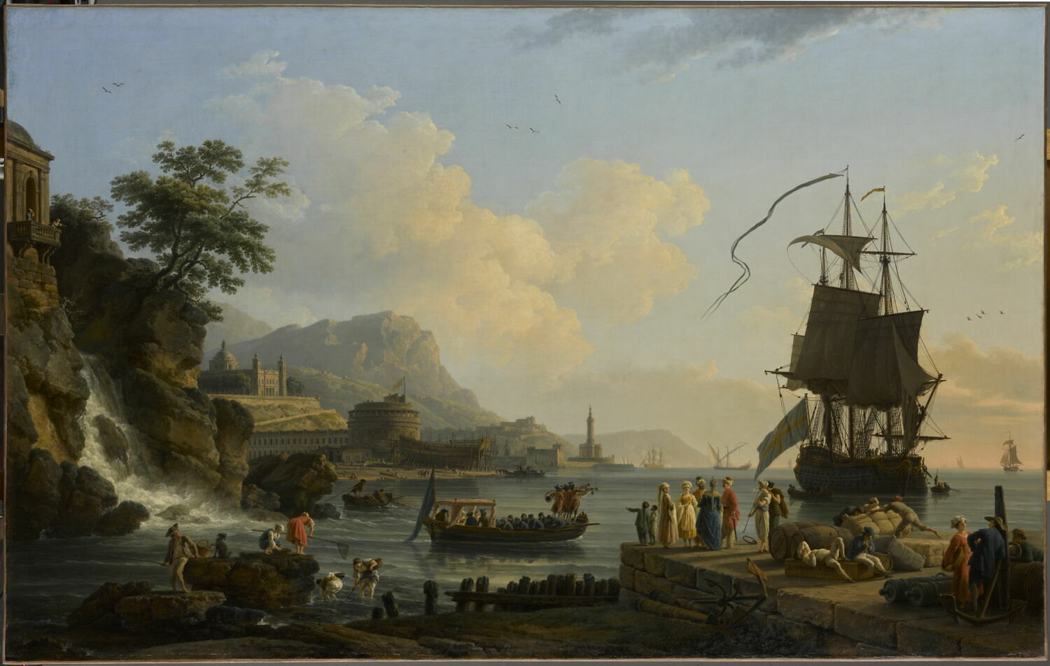 Marine et paysage sur les bords de la Méditerranée, Vernet, Claude-Joseph, 3e quart du XVIIIe siècle (1773)