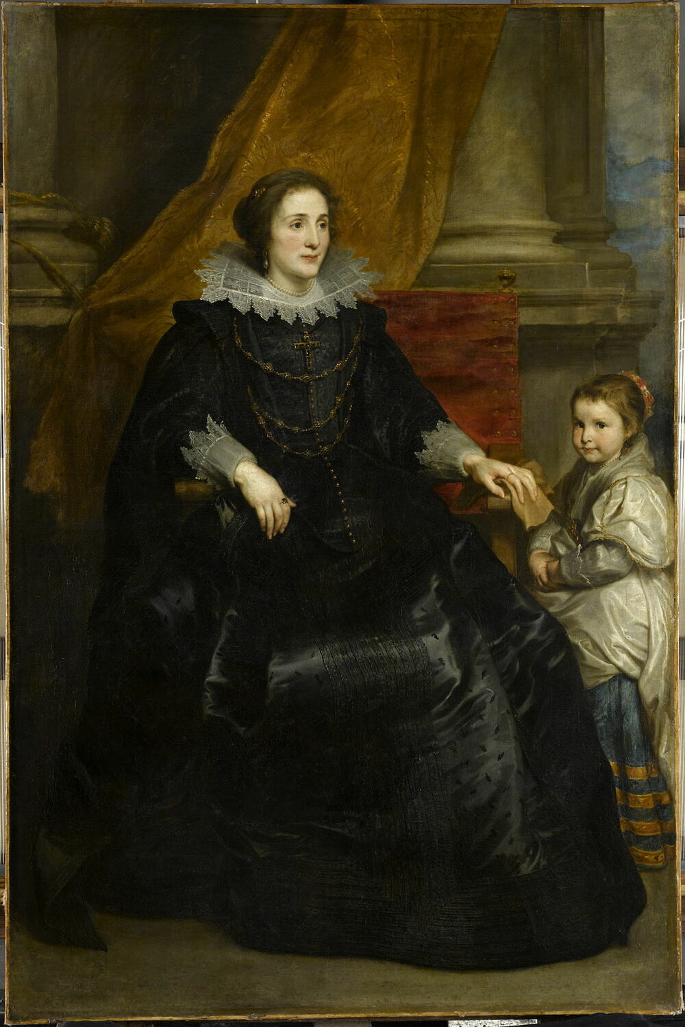 Portrait d'une dame de qualité et de sa fille. Pendant de l'INV. 1242, Dyck, Antoon van, 2e quart du XVIIe siècle (vers 1628)