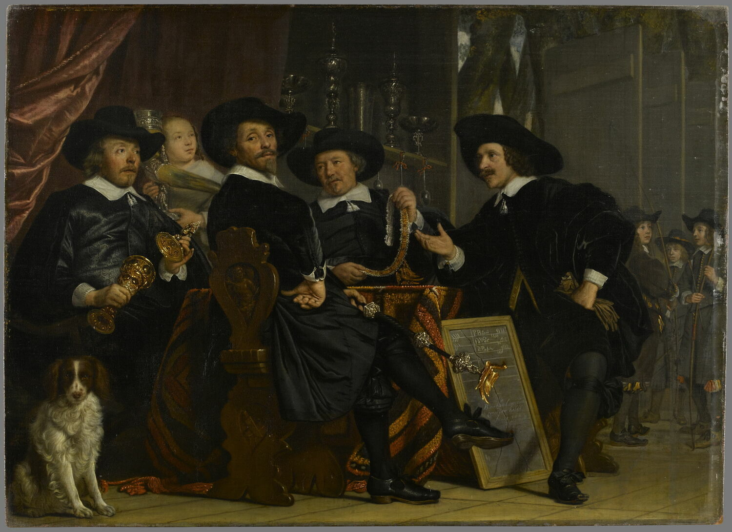 Les Chefs du corps des archers de la Garde civique d'Amsterdam (confrérie de Saint-Sébastien), Helst, Bartholomeus van der, 2e quart du XVIIe siècle (1653)