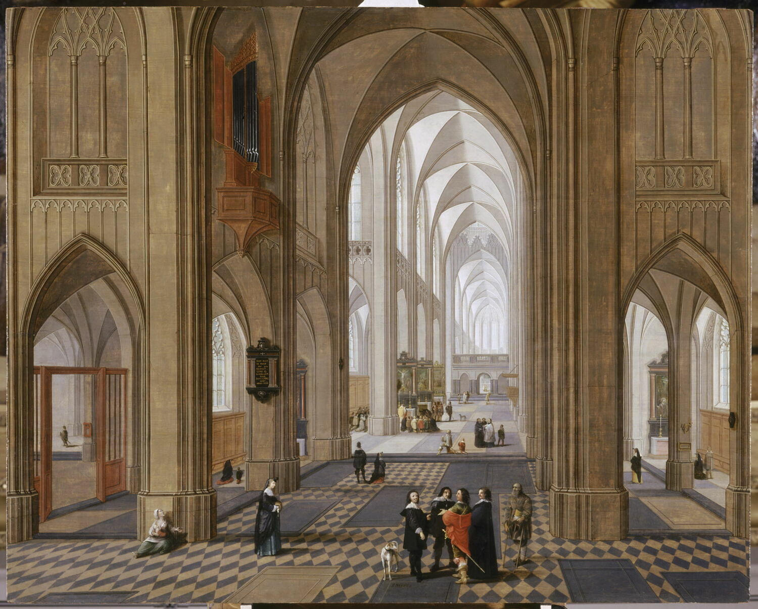 Vue intérieur d'église, inspirée par la cathédrale d'Anvers, Neefs, Pieter I, 1e moitié du XVIIe siècle (1644)