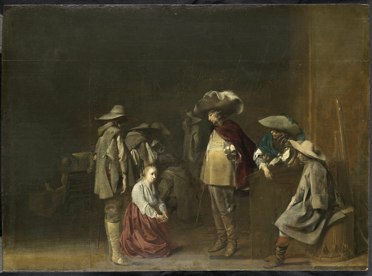 Corps de garde avec femme suppliant des soldats, Duyster, Willem Cornelisz., 2e quart du XVIIe siècle (vers 1630 - 1640)