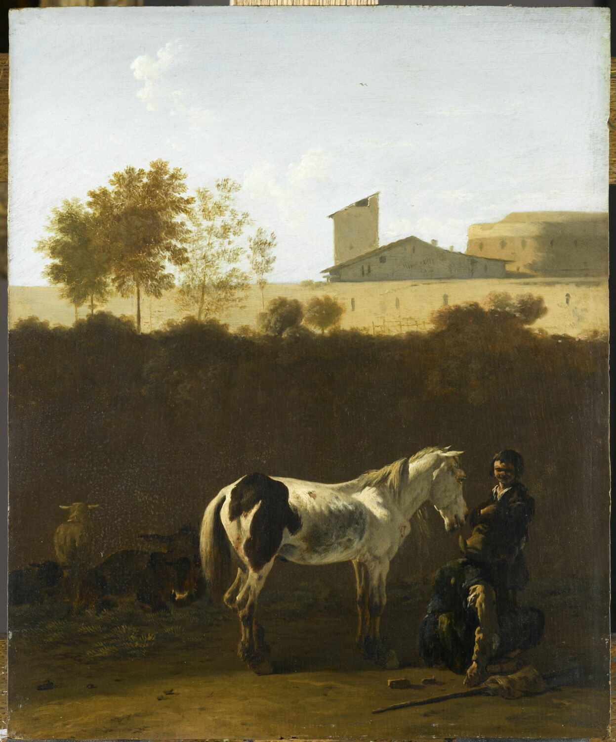 Pâtres et cheval pie dans un paysage d'Italie, Dujardin, Karel, Fin du XVIIe siècle - début du XVIIIè siècle (vers 1675)