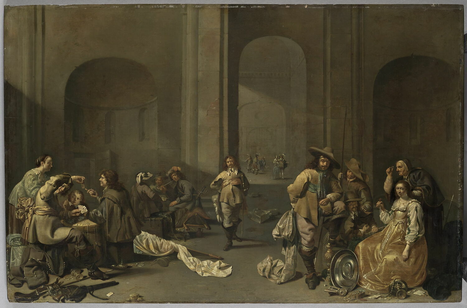 Le Dépôt du butin ou Intérieur d'un corps de garde dans une ancienne église romane, Duck, Jacob, Début du XVIIe siècle (vers 1630 - 1640)