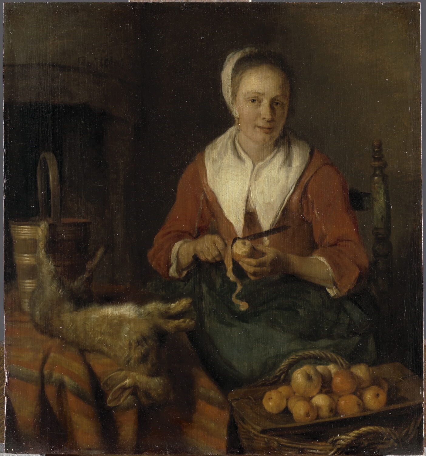 La Peleuse de pommes, Metsu, Gabriel, 3e quart du XVIIe siècle (avant 1660)