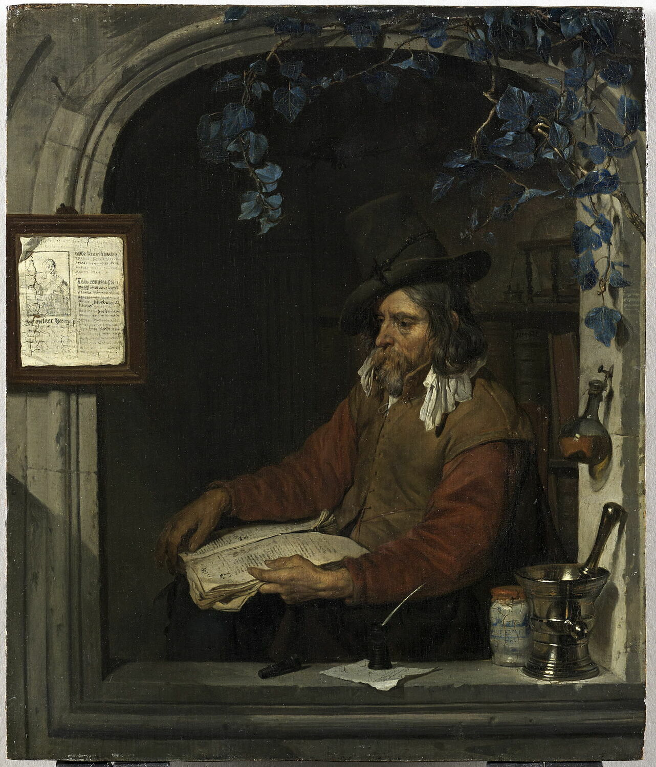 L'apothicaire, Metsu, Gabriel, 3e quart du XVIIe siècle (A dater vers 1661, au début de la période de maturité de l'artiste) (vers 1661)