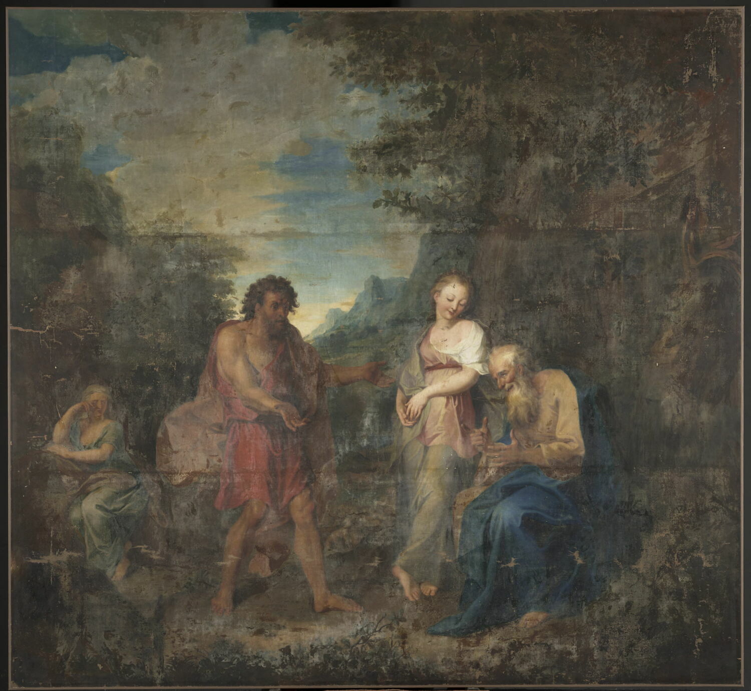 Jacob reprochant à Laban de lui avoir donné pour femme Lia au lieu de Rachel, Coypel, Antoine, 1e quart du XVIIIe siècle (1717 - 1718)