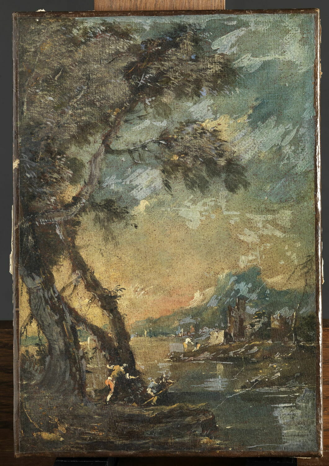 Paysage avec grands arbres au bord d'un lac, Guardi, Francesco, XVIIIe siècle (1700 - 1800)
