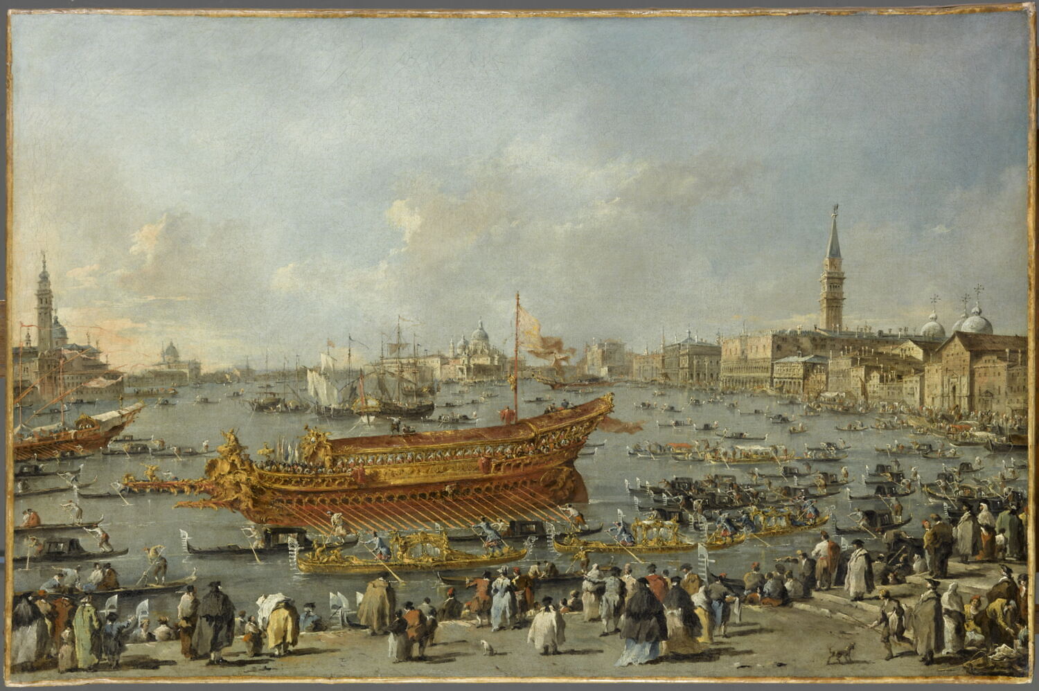 Le Départ du Bucentaure vers le Lido de Venise, le jour de l'Ascension, Guardi, Francesco, 3e tiers du XVIIIe siècle (vers 1770 - 1780)
