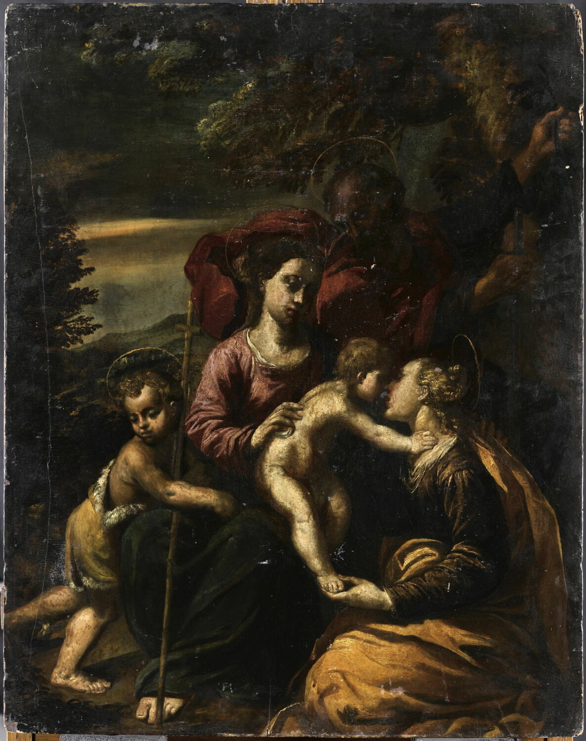 La Sainte Famille avec le petit saint Jean Baptiste et sainte Catherine, Scarsellino, Fin du XVIe siècle - début du XVIIè siècle (1575 - 1625)