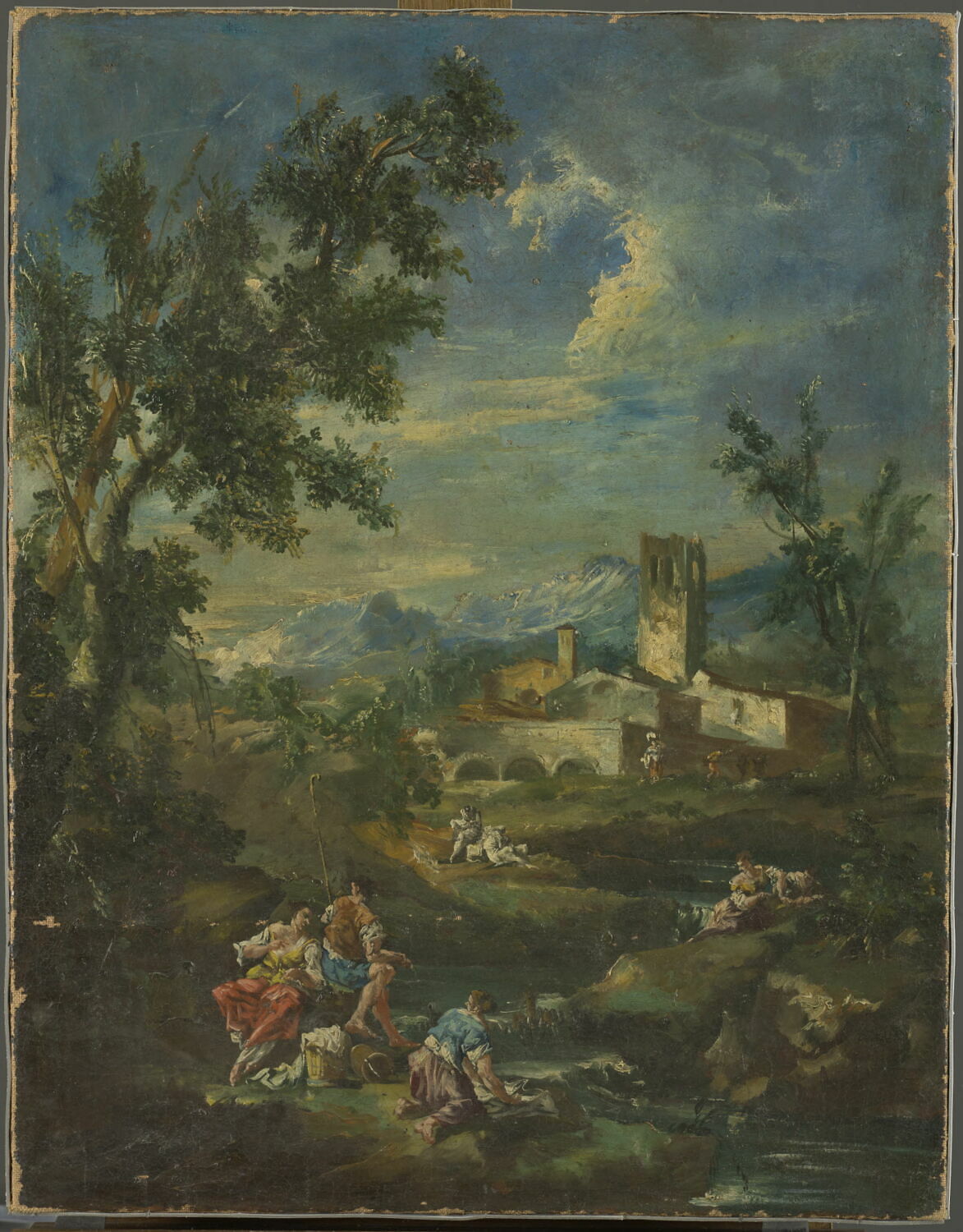 Paysage montagneux avec femmes lavant du linge dans un ruisseau, Magnasco, Alessandro, Fin du XVIIIe siècle - début du XIXè siècle (1750 - 1850)