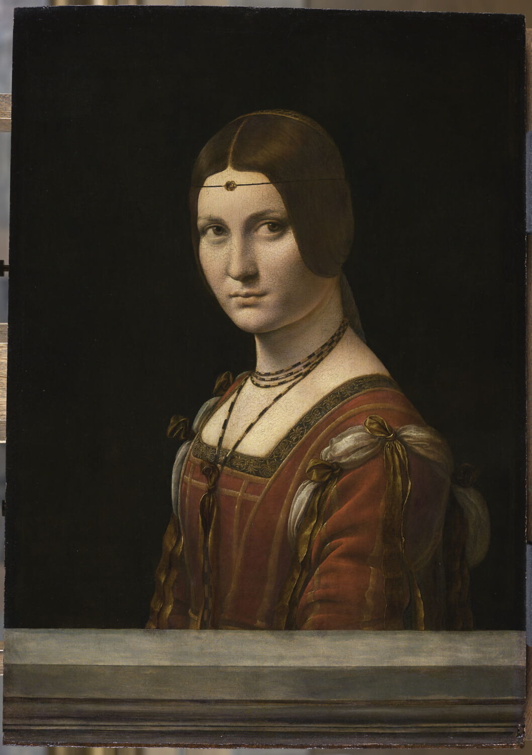 Portrait de femme, dit à tort La Belle Ferronnière, Léonard de Vinci, 4e quart du XVe siècle (vers 1490 - 1497)