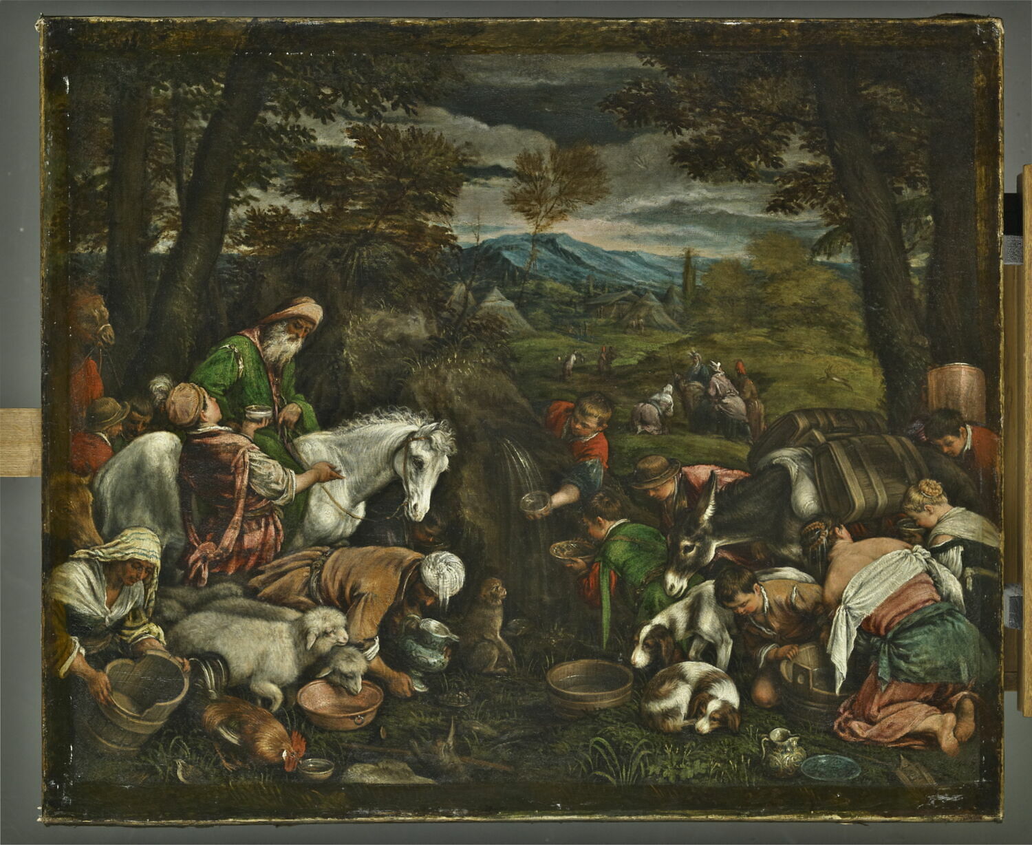 Les Hébreux recueillant l'eau jaillie du rocher frappé par Moïse, Bassano, Leandro, 4e quart du XVIe siècle (après 1585)