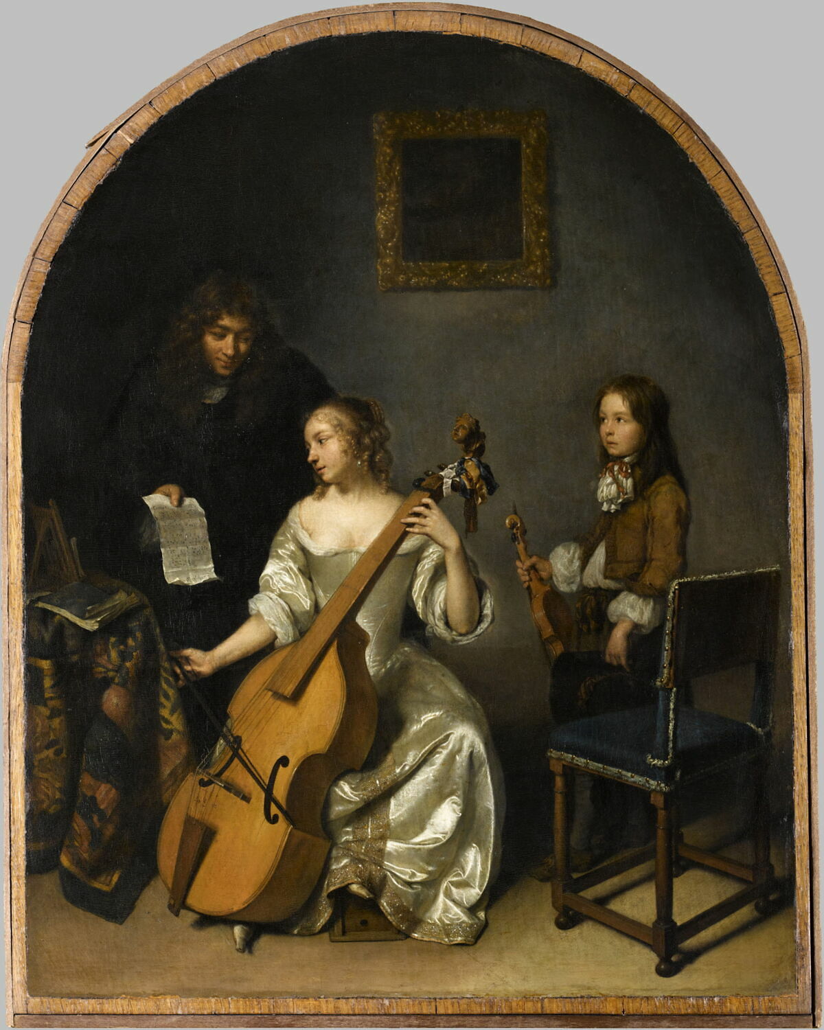 Joueuse de basse de viole, Netscher, Caspar, 3e quart du XVIIe siècle (1664 - 1665)