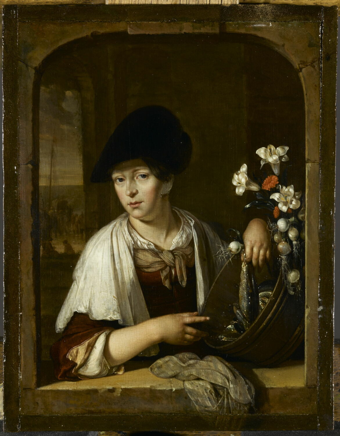 La Marchande de poissons, Neer, Eglon Hendrick van der, 2e moitié du XVIIe siècle (À dater des années 1670 (selon Schavemaker : 1674-1679).) (1670)