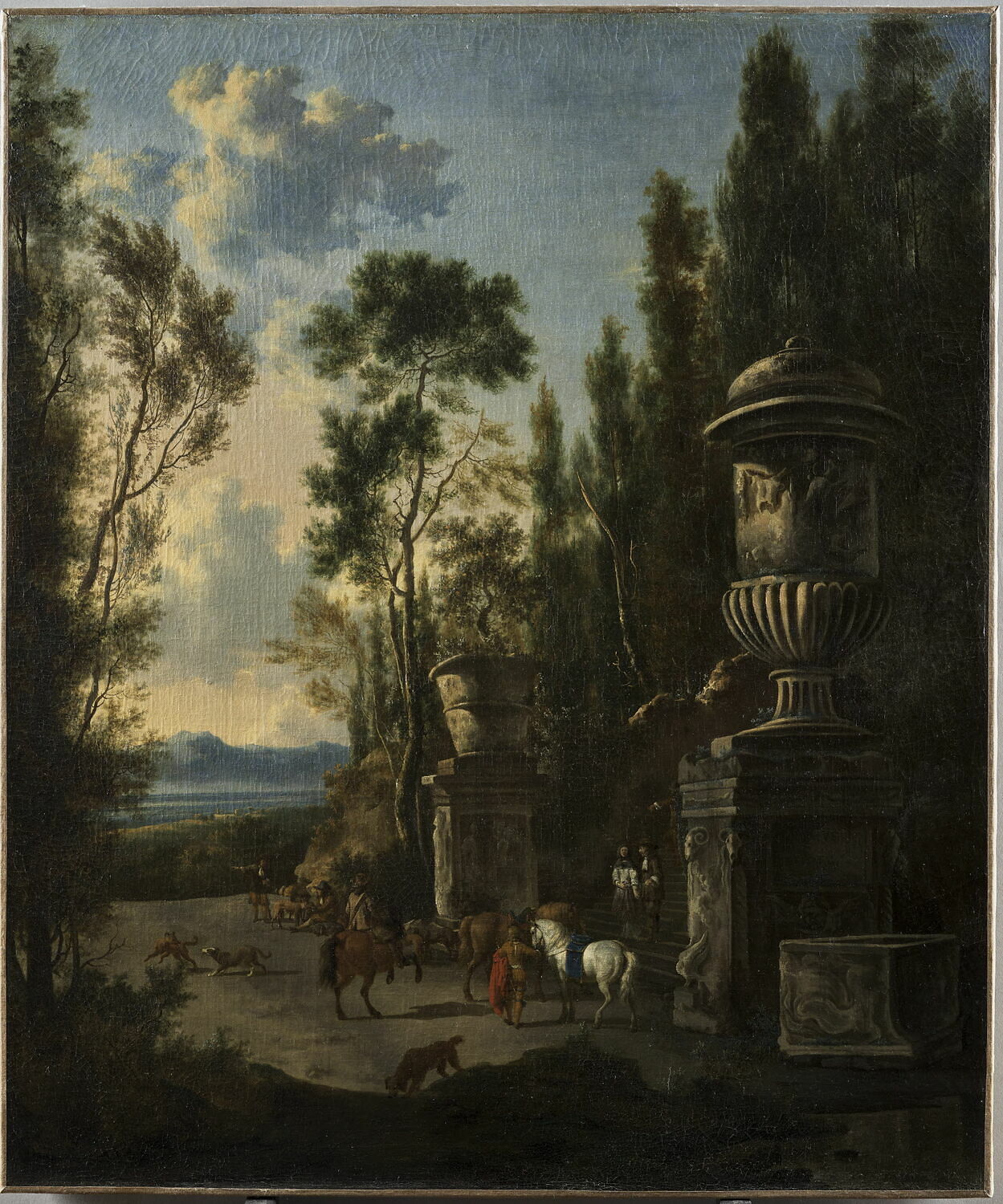 Le Départ pour la chasse, Moucheron, Frederick de, 2e moitié du XVIIe siècle (1612)