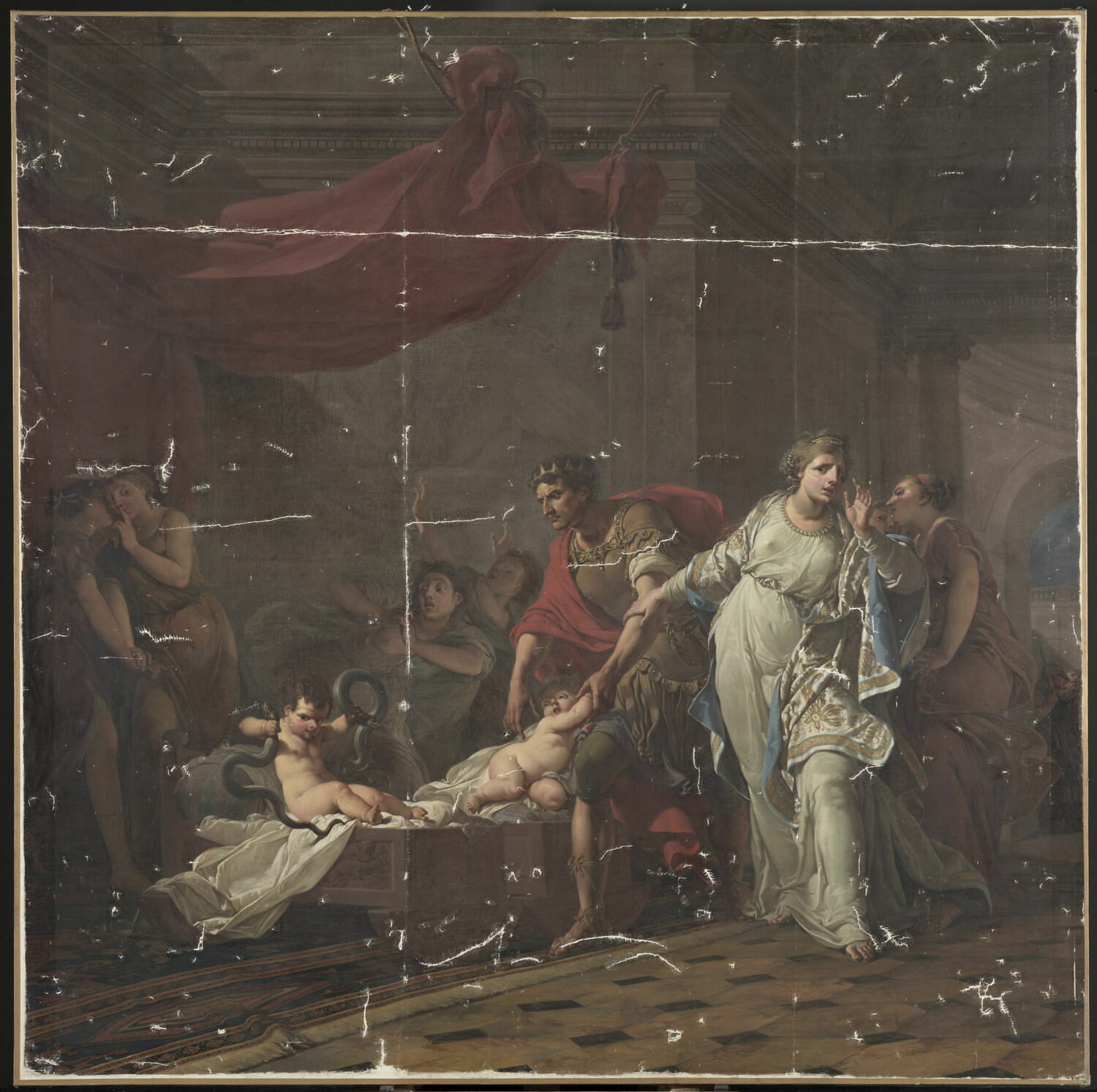 Hercule enfant étouffant deux serpents dans son berceau, Taraval, Hugues, 4e quart du XVIIIe siècle (1785)