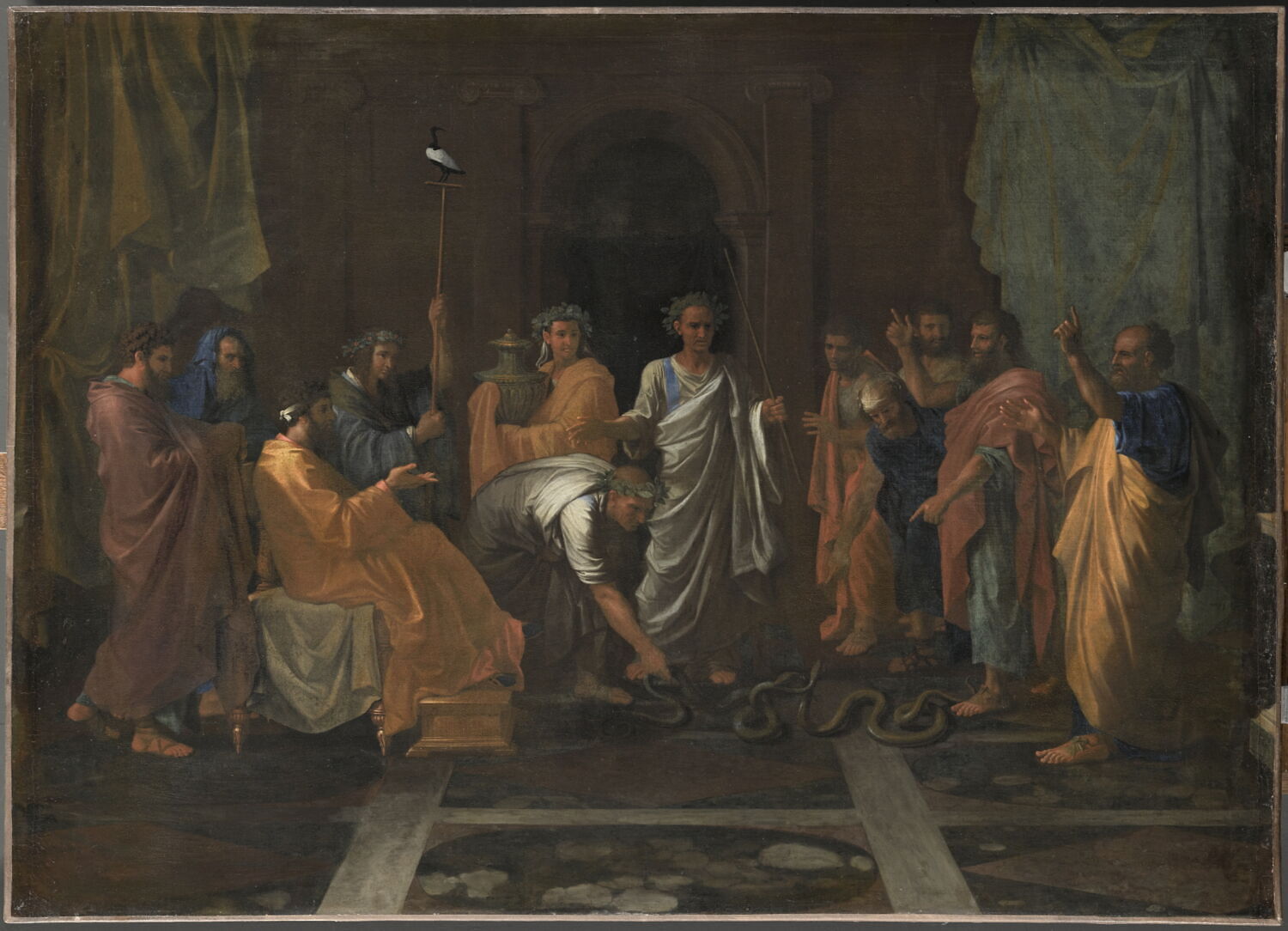 Moïse changeant en serpent la verge d'Aaron, Poussin, Nicolas, 2e quart du XVIIe siècle (vers 1646 - 1647)