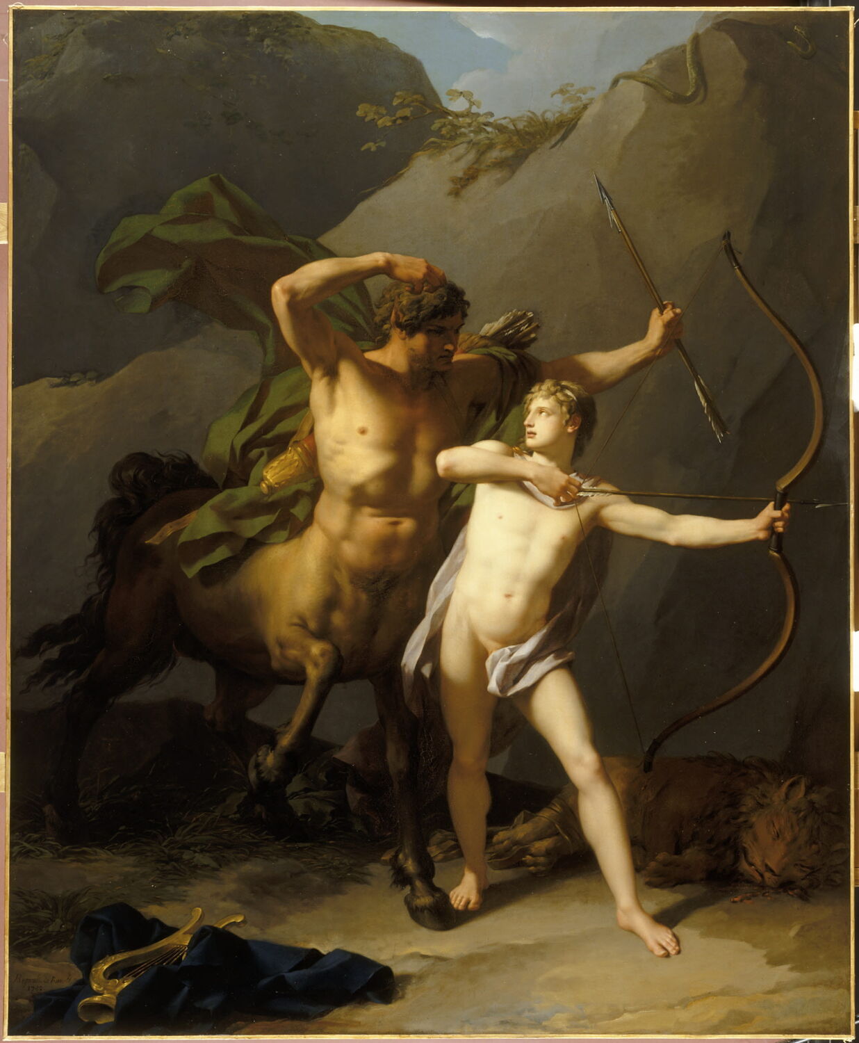L'Education d'Achille par le centaure Chiron, Regnault, Jean Baptiste, 4e quart du XVIIIe siècle (1782)