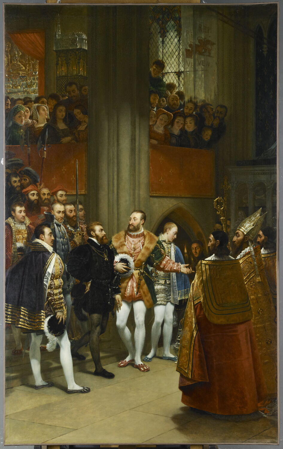 Charles Quint reçu par François Ier à l'abbaye de Saint-Denis, en 1540, Gros, Antoine-Jean Baron, 1e quart du XIXe siècle (1812)